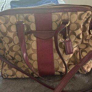 Coach F28505 Signature Stripe Nancy Satchel Purse Crossbody Bag